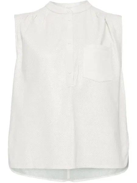 Bluzka Yves Salomon skórzana bez rękawów szara