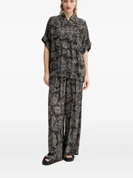 Pantaloni Sessun cu model floral cu imagine negru