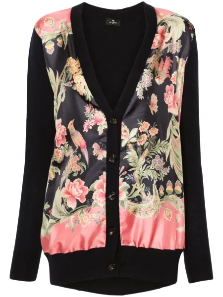 Cardigan Etro cu model floral cu imagine albastru