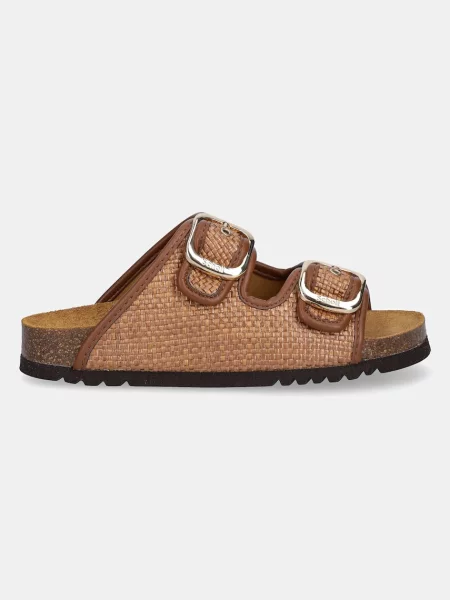 Klapki Scholl Noelle Raffia cognac brązowe