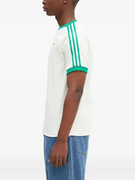 Tricou Adidas cu dungi cu broderie din velur albastru