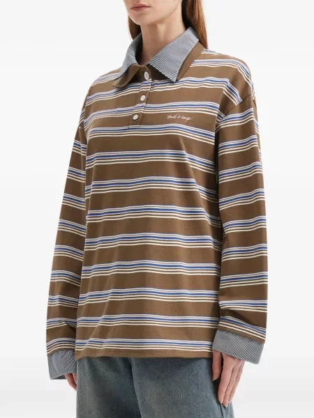 Kołnierzykowy top Tout A Coup w paski brązowy