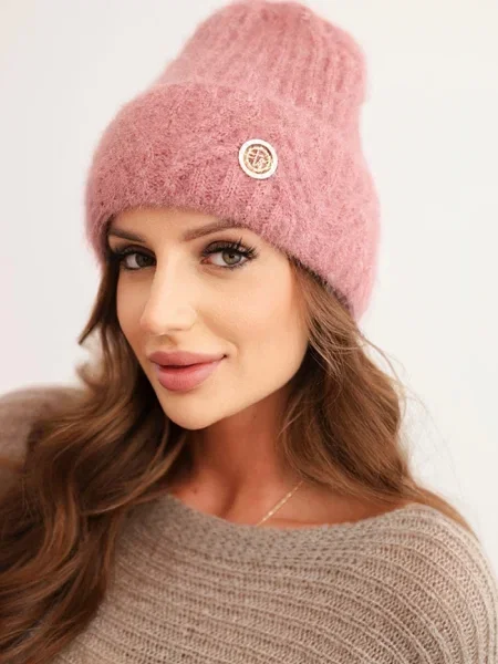 Pletena elegantna kapa Kesi roza