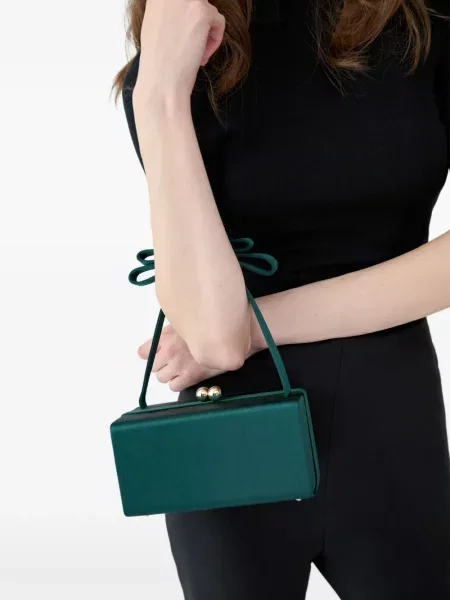 Geantă Carolina Herrera cu funde din satin verde