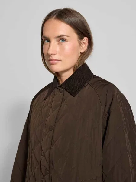 Płaszcz pikowany o kroju oversized z kołnierzem sztruksowym model PEPATO' Weekend Max Mara brązowy