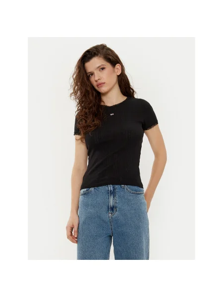 Tommy Jeans Póló Slim Fit fekete