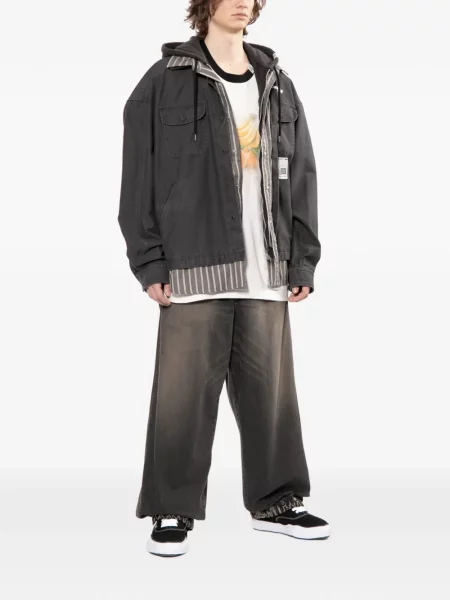 Geacă Maison Mihara Yasuhiro cu dungi cu glugă negru