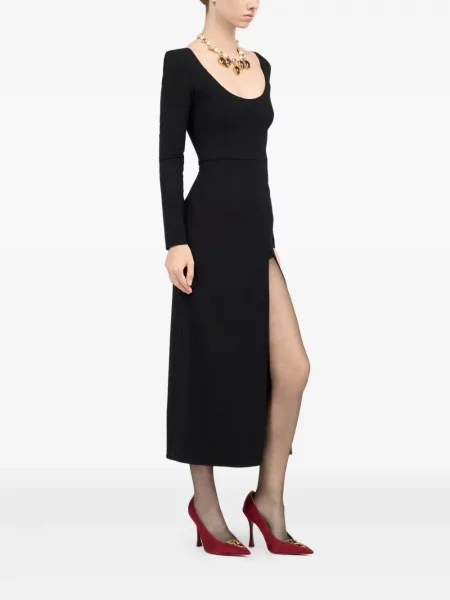 Rochie maxi Roberto Cavalli cu crăpătură lungă de costum negru