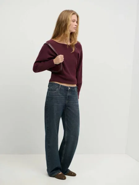 Sweter z nietoperzowymi rękawami burgund Teen L MANGO TEEN