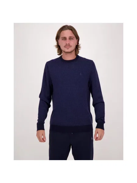 Sweter Ralph Lauren wełniany w pepitkę niebieski