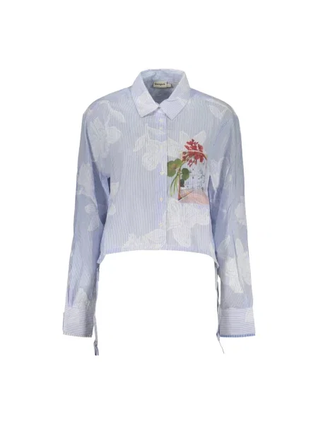 Koszula z długim rękawem Desigual w paski z długim rękawem niebieska