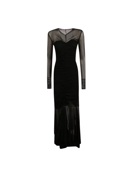 Sukienka wieczorowa Norma Kamali z dekoltem w serek z długim rękawem czarna