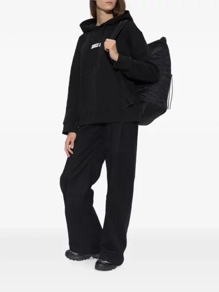 Hoodie Mm6 Maison Margiela με αυτόγραφο με κορδόνι μαύρο
