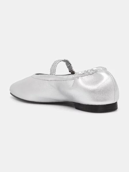 Tommy Hilfiger baleriny skórzane SILVER LTH ELLASTIC BALLERINA