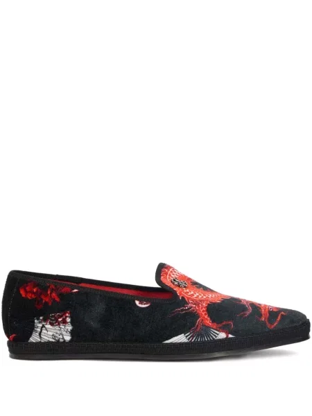 Loaferice Roberto Cavalli od samta s printom crna