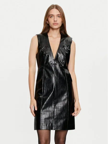 Sisley Rochie din imitație de piele negru
