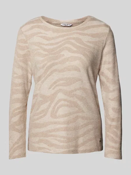 Sweter z dzianiny z prążkowanym okrągłym dekoltem Zabaione