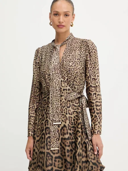 Haljina Marciano Guess ALANIS mini širi se prema dolje smeđa