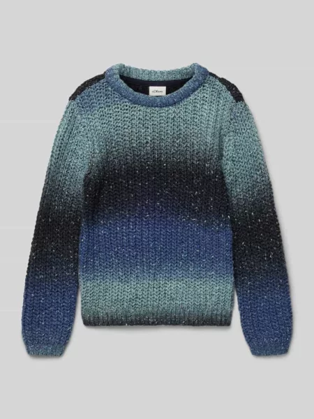 Sweter z dzianiny o kroju regular fit z okrągłym dekoltem S.oliver Red Label niebieski