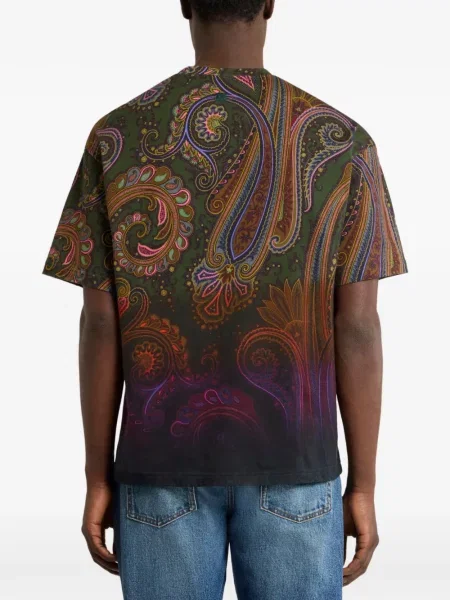 Tricou Etro din jerseu cu model paisley verde