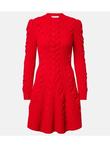 Rochie Mcqueen de lână roșu