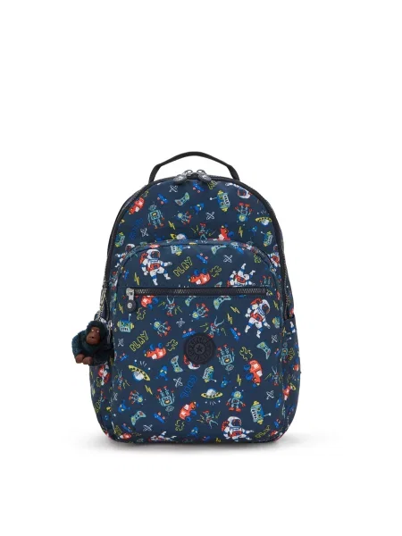 KIPLING Rucsac Seoul Lap bleumarin / albastru regal / galben închis / deschis gri