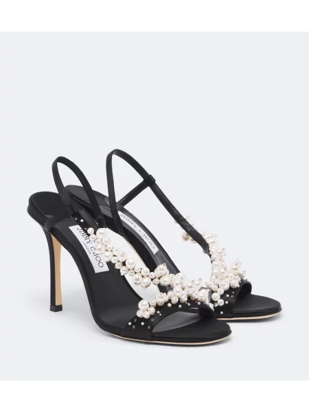 Sandale Jimmy Choo din satin slingback negru