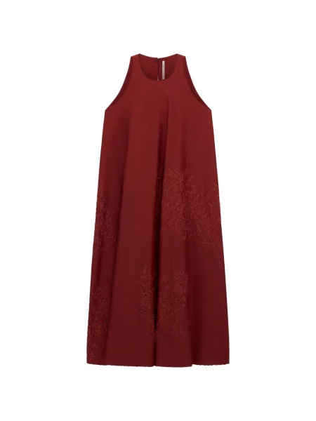 Rochie midi Liviana Conti cu broderie cu model floral de costum roșu