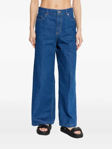 Blugi Maison Kitsune cu talie înaltă albastru