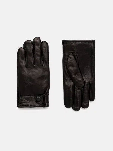 Armani Exchange bőr kesztyű fekete