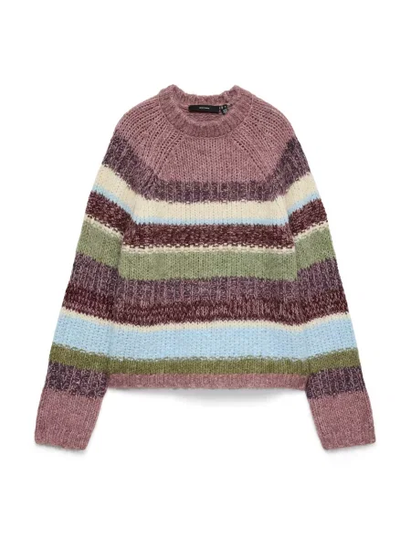 VERO MODA Pulover VMOSAKA / albastru deschis / verde măr / mov vânătă bej