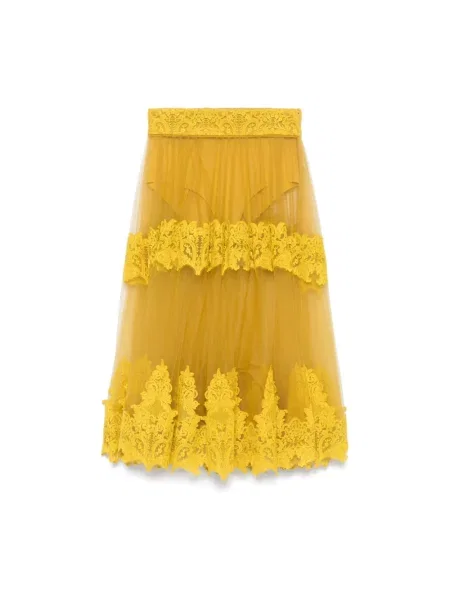 Spódnica midi Elisabetta Franchi tiulowa do kolan żółta