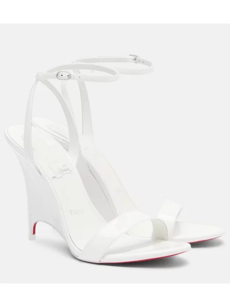 Sandale Christian Louboutin din piele cu pană de lac alb