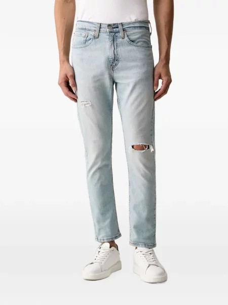 Pantaloni scurți din denim Levi's® din dantelă zdrențuiți cu talie înaltă albastru