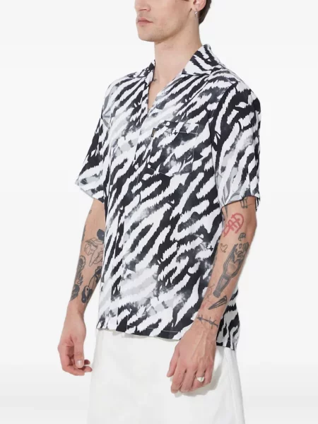 Cămașă Aries cu imagine cu model zebră scurtă negru