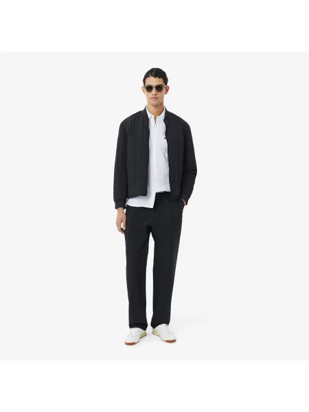 Lacoste Lniana Koszula Button-Down W Paski Regular Fit niebieska