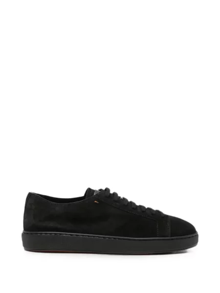 Sneakerși Santoni cu șireturi din piele de căprioară negru