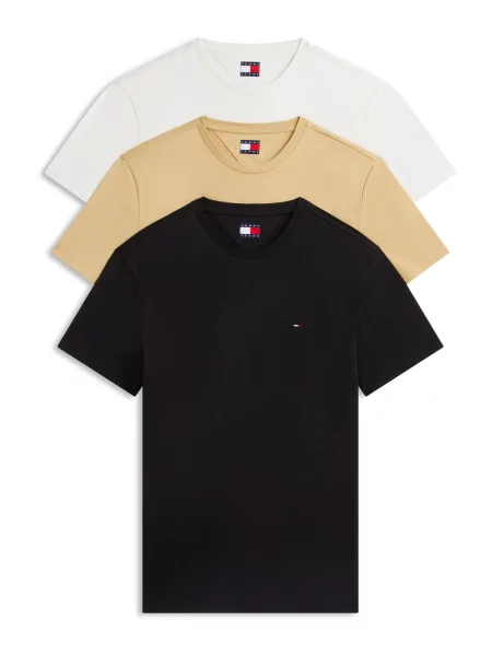 Tommy Jeans Tricou bej / negru alb