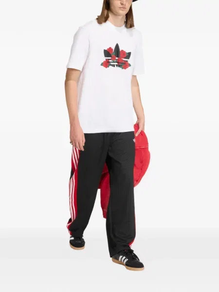 Ριγέ μπλούζα Adidas με κέντημα από διχτυωτό μαύρο