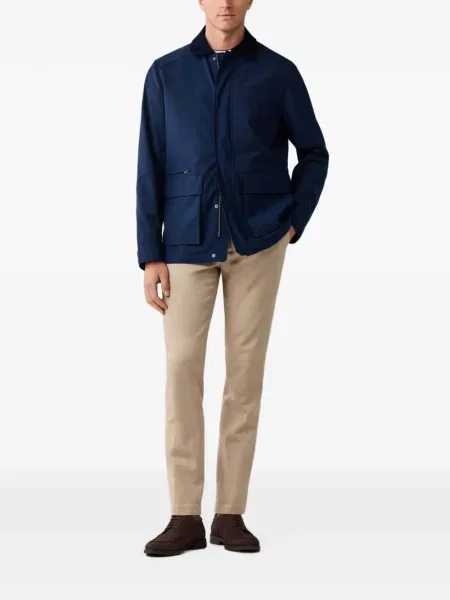 Gulerat palton Hackett London de catifea cord albastru