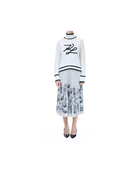 Sweter Karl Lagerfeld wełniany z logo biały