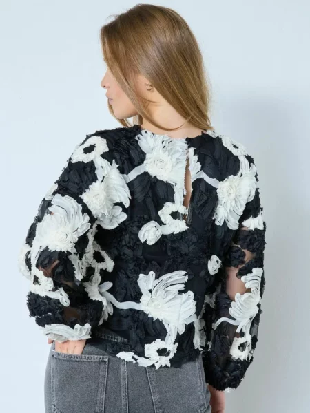 Co'couture Bluză Fleur negru alb