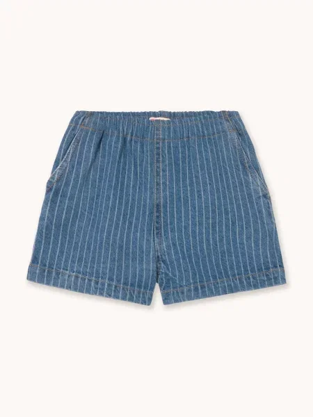 Tinycottons riflové kraťasy STRIPES DENIM SHORTS modré