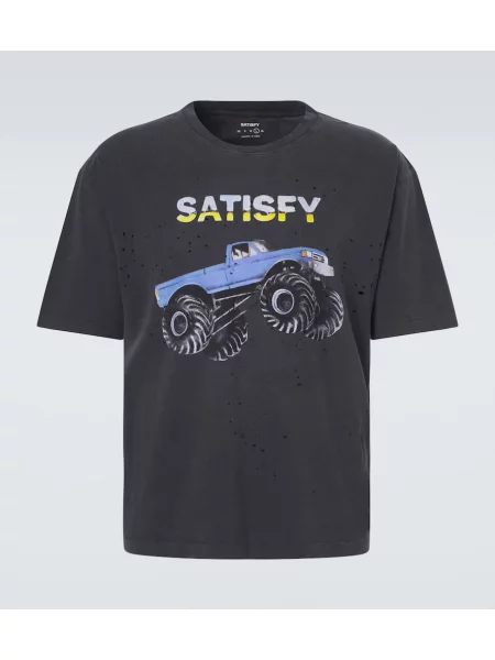 Tricou Satisfy zdrențuiți din jerseu negru