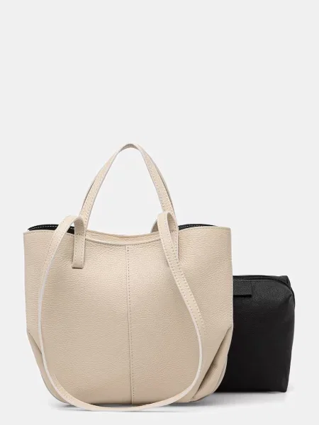 Answear.LAB geantă shopper pentru femei din piele bej