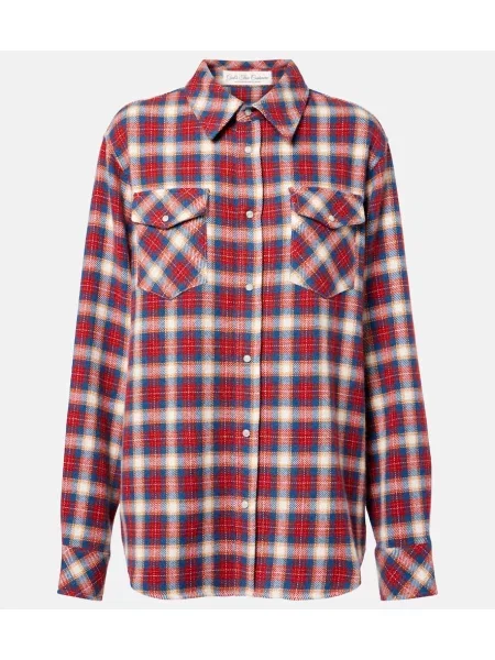 Cămașă God's True Cashmere din cașmir în carouri roșu