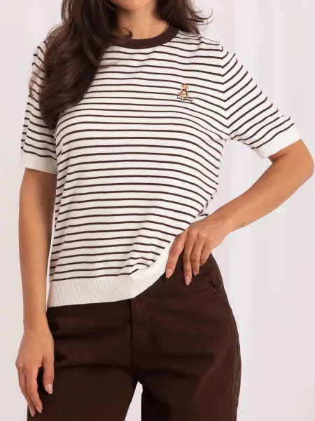 Pulover Italy Moda cu mâneci scurte alb