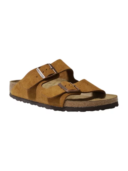 Klapki Birkenstock skórzane brązowe
