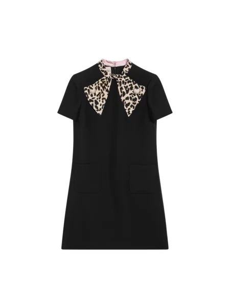 Lniana sukienka Valentino Garavani czarna