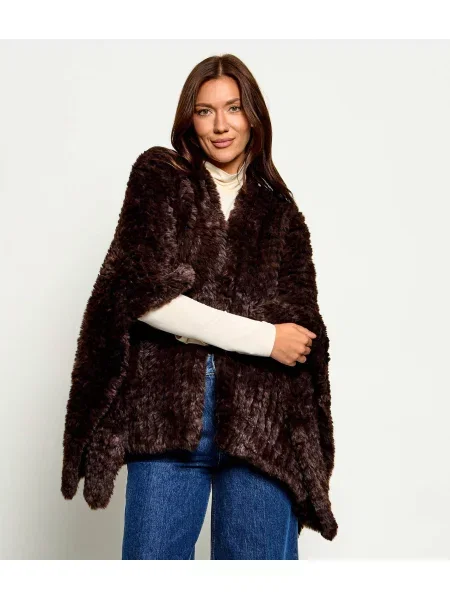 Pinko Poncho Ciliegio | Oversize fit cu adaos de lână maro